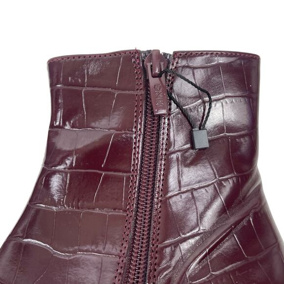 Mango Pointed Toe Crocodile Kitten Heel Ankle Boots Burgundy Size 36/ 6 - Picture 11 of 12